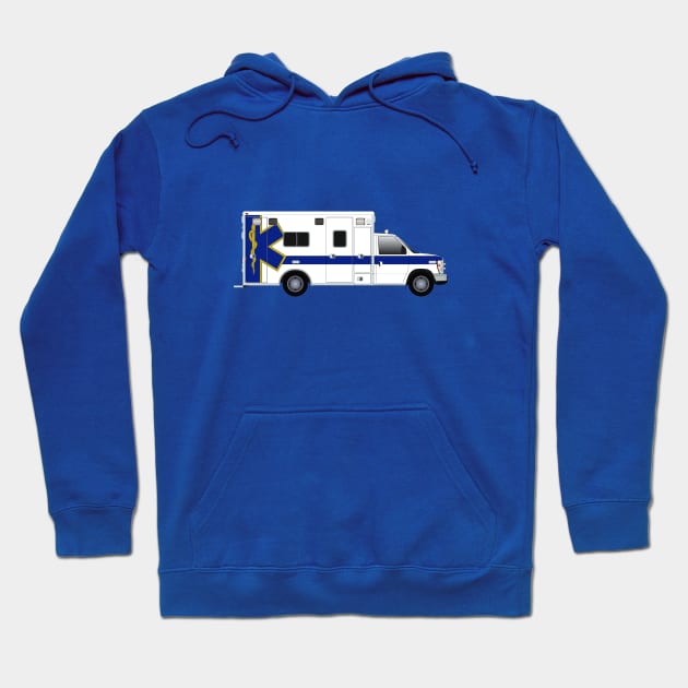 White Life Line Ambulance with Blue Star and Stripe Hoodie by BassFishin